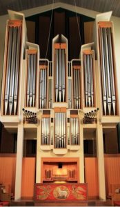 A photo of our church’s organ in the Sanctuary.