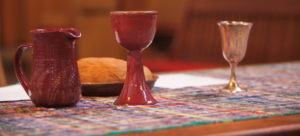 Close up photo of the communion table