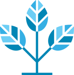 CUCC Logo (a branch with three leaves coming off of it, in multiple shades of blue)
